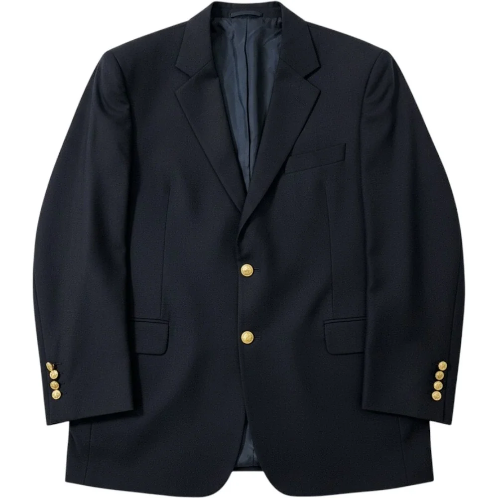 Brooks Brothers Brooksease Loro Piana Wool Navy Blue Blazer Gold Buttons 43R